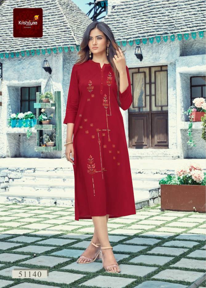 Krishriyaa Blush Ethnic Wear Viscose Rayon Designer Latest Kurti Collection
